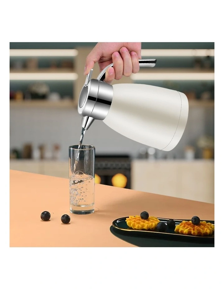 SOGA 2X 1.8L Stainless Steel Insulated Vacuum Flask Thermal Jug White image 5