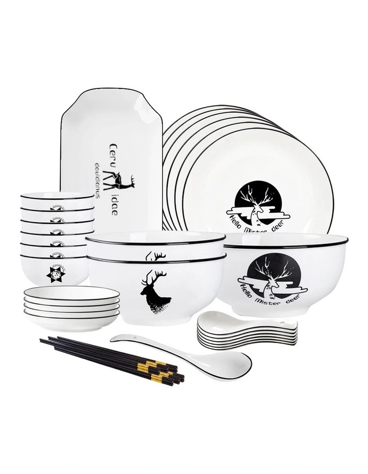 SOGA White Antler Ceramic Dinnerware Set of 20 image 1