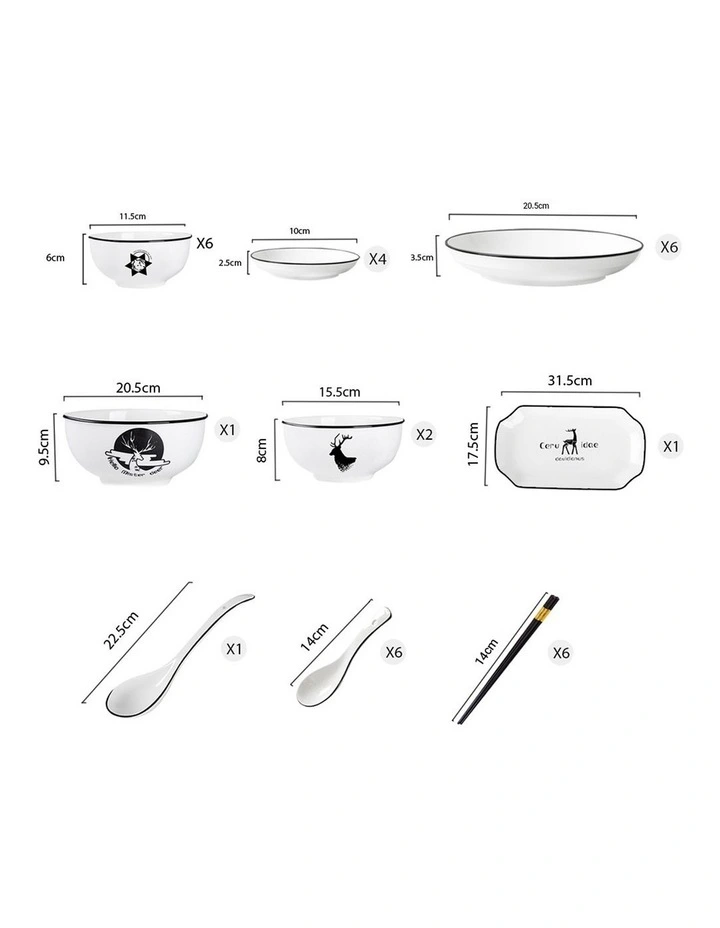 SOGA White Antler Ceramic Dinnerware Set of 20 image 2
