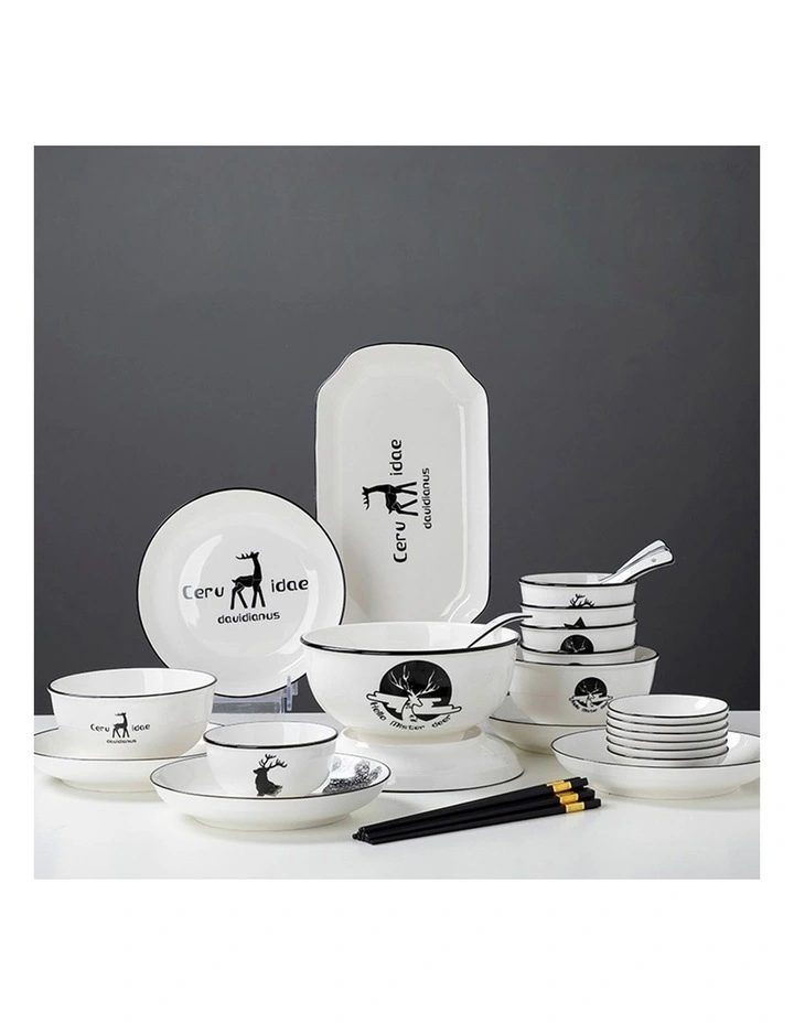 SOGA White Antler Ceramic Dinnerware Set of 20 image 3