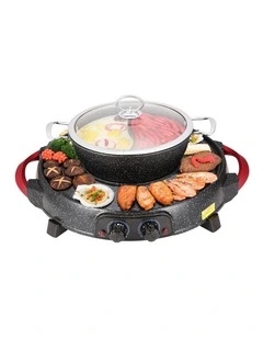 SOGA Round 2-in-1 Electric BBQ Grill with Removable Divided Hot Pot