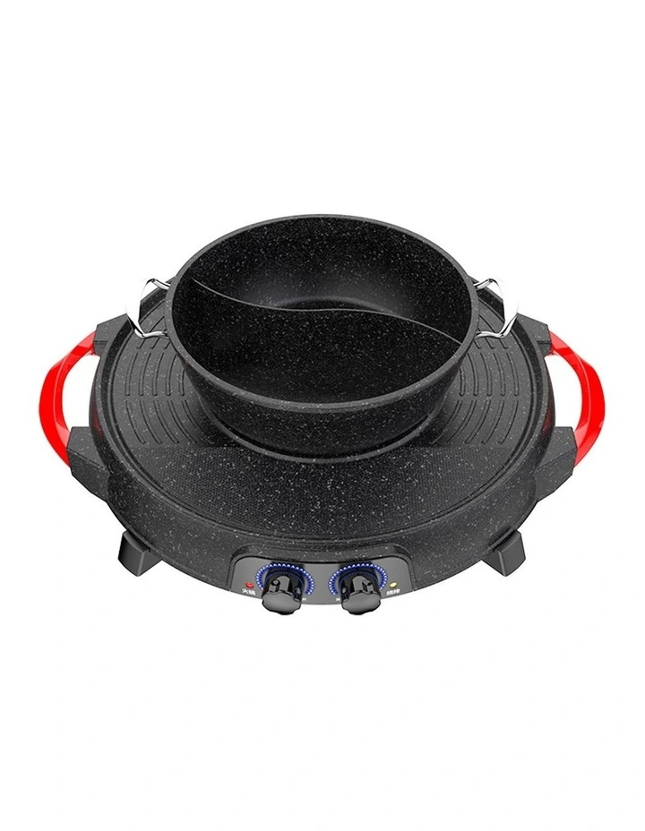 SOGA Round 2-in-1 Electric BBQ Grill with Removable Divided Hot Pot image 5