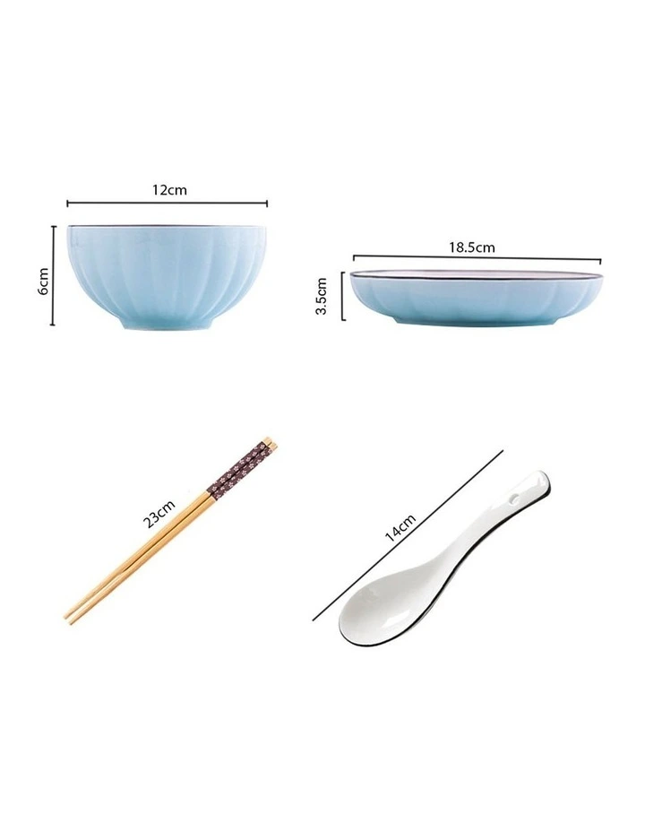 SOGA 10pc Blue Japanese Ceramic Dinnerware Plate Bowl Set Crockery image 2