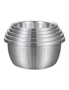 SOGA 5pc Stainless Steel Nesting Colander Bowl Strainer Kitchen Set