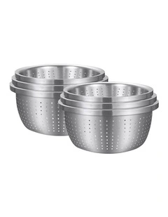 SOGA 2X 3pc Stainless Steel Nesting Colander Bowl Strainer Kitchen Set
