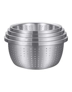 SOGA 4pc Stainless Steel Nesting Colander Bowl Strainer Kitchen Set
