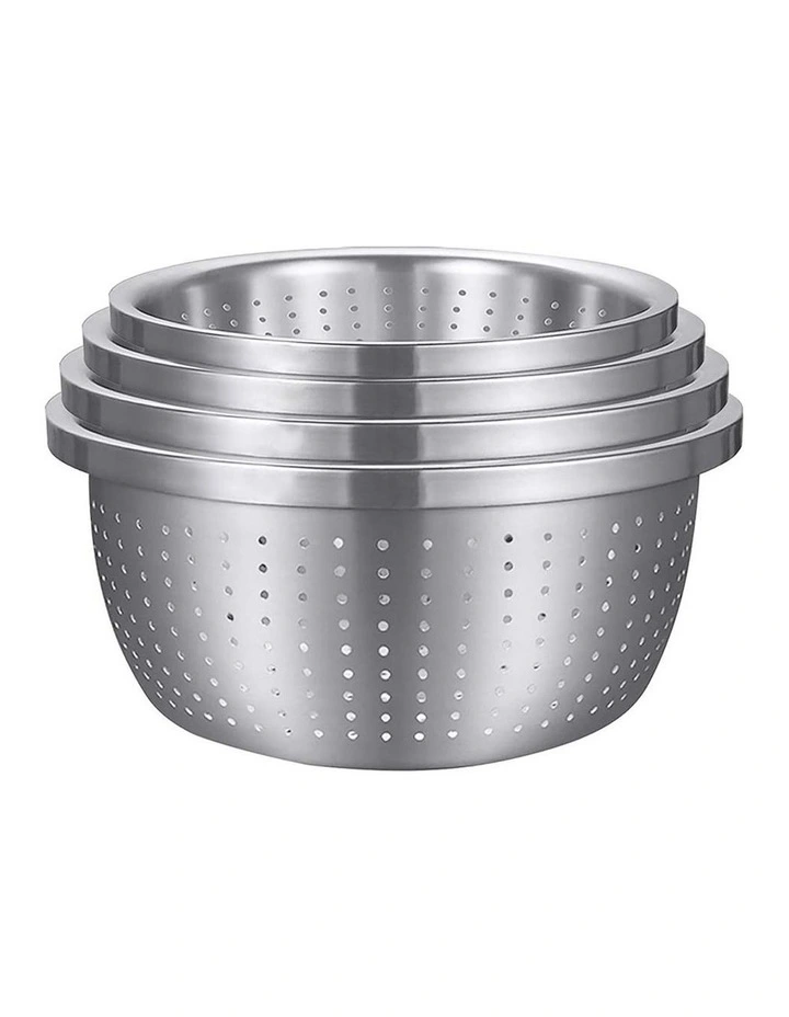 SOGA 4pc Stainless Steel Nesting Colander Bowl Strainer Kitchen Set image 1