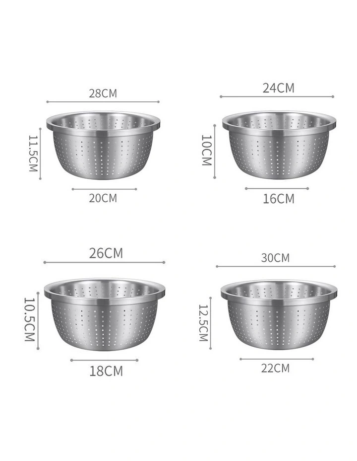 SOGA 4pc Stainless Steel Nesting Colander Bowl Strainer Kitchen Set image 2