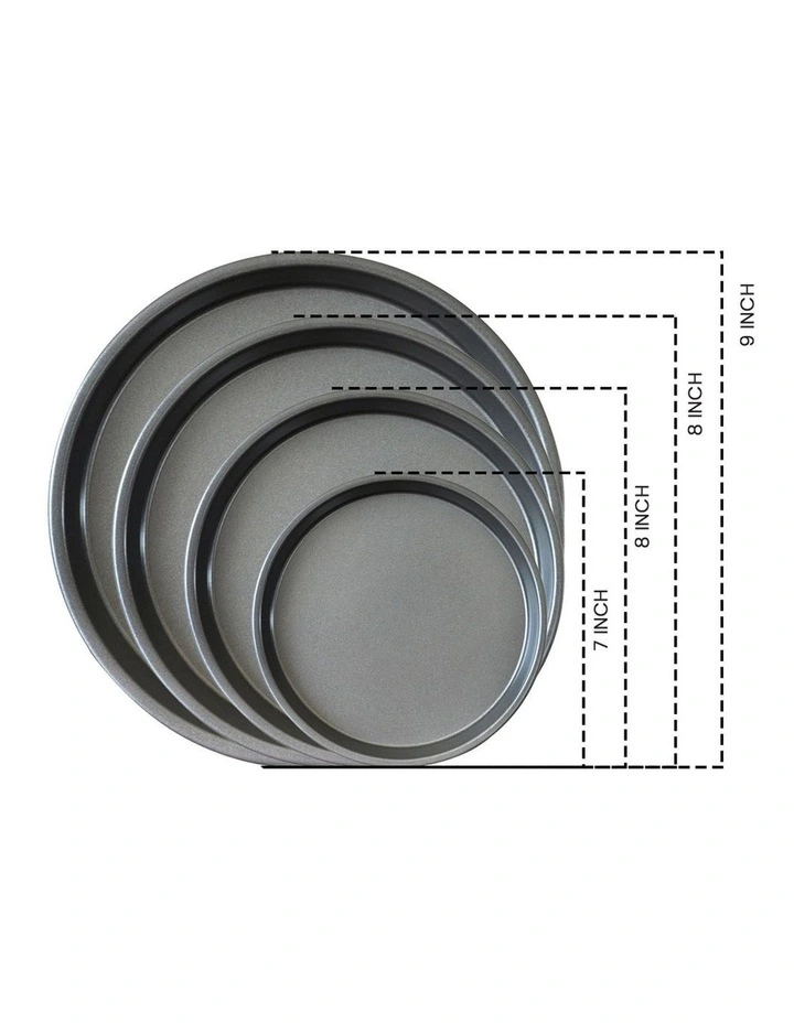 SOGA Round Black Steel Non-Stick Pizza Tray Set image 2