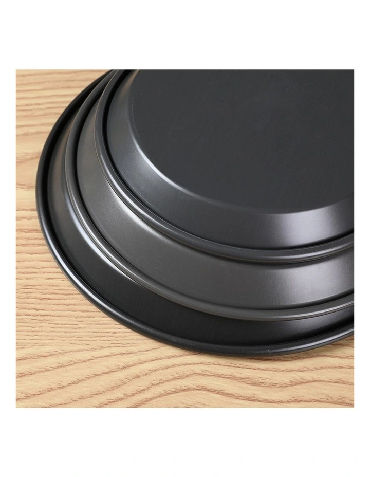 SOGA Round Black Steel Non-Stick Pizza Tray Set image 4