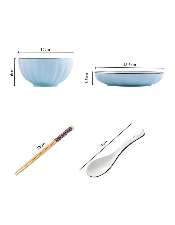 SOGA 8pc Blue Japanese Ceramic Dinnerware Plate Bowl Set Crockery image 2