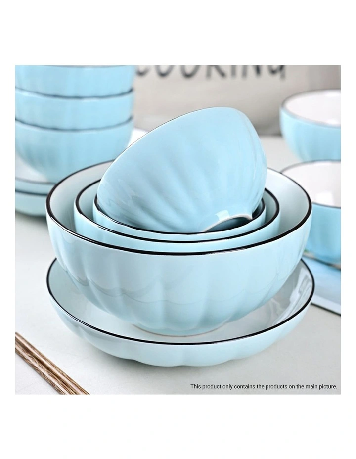 SOGA 8pc Blue Japanese Ceramic Dinnerware Plate Bowl Set Crockery image 4