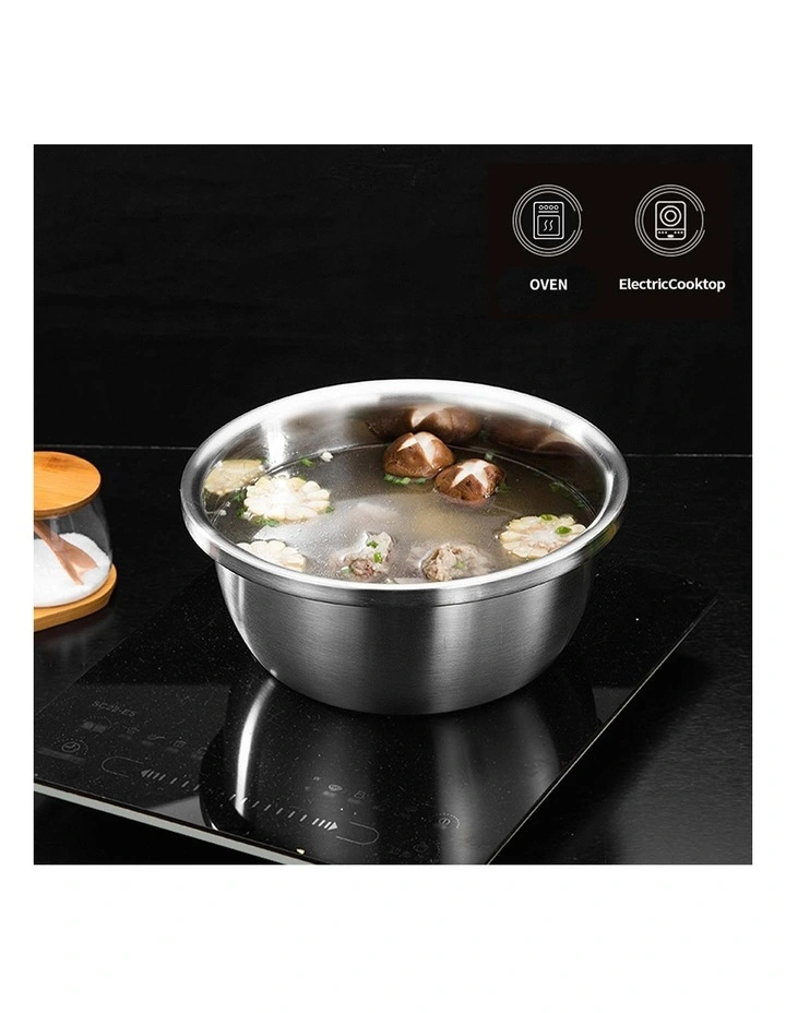 SOGA 2X 5pc Matte Stainless Steel Mixing Bowl Set Stackable Kitchen Basins image 4