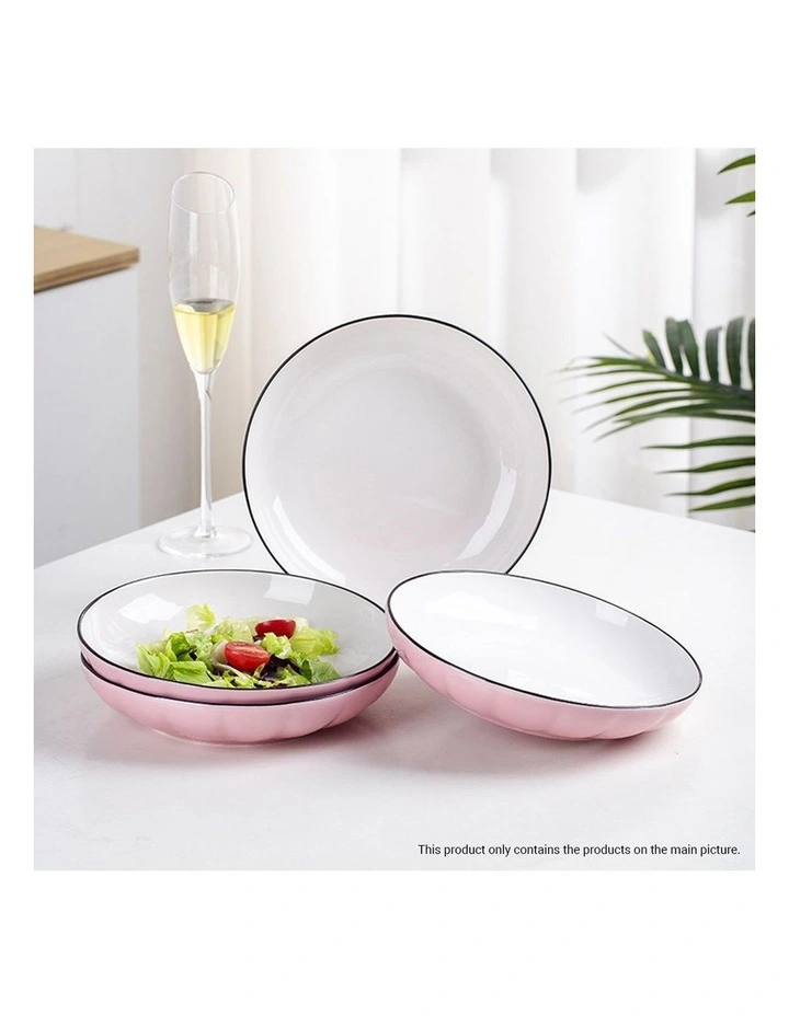 SOGA 10pc Pink Japanese Ceramic Dinnerware Plate Bowl Set Crockery image 3