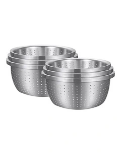 SOGA 2X 3pc Stainless Steel Nesting Colander Bowl Strainer Kitchen Set