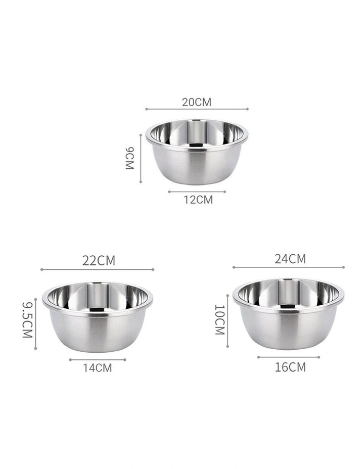 SOGA 2X 3pc Stainless Steel Nesting Colander Bowl Strainer Kitchen Set image 2