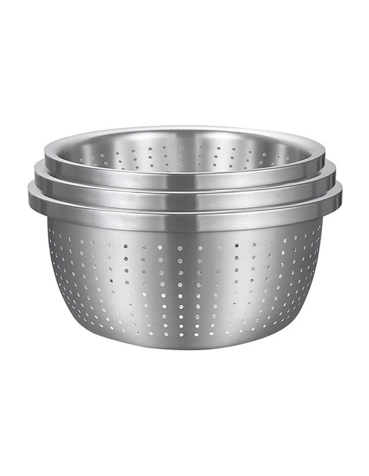 SOGA Stainless Steel Nesting Colander & Mixing Bowl Set of 3 image 1