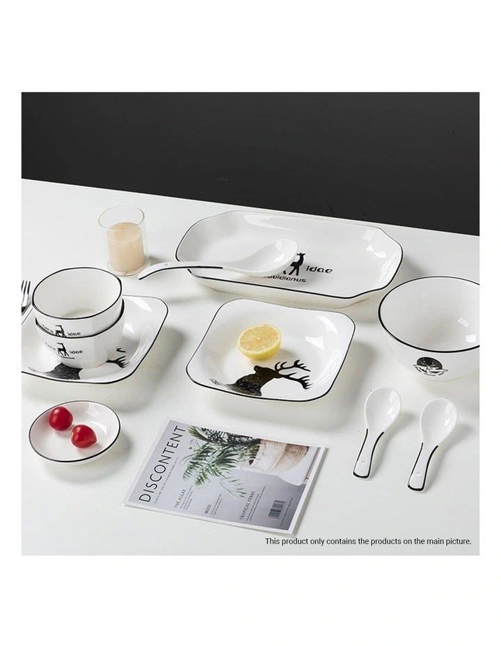 SOGA 28pc White Antler Ceramic Dinnerware Set Plate Bowl Crockery image 5