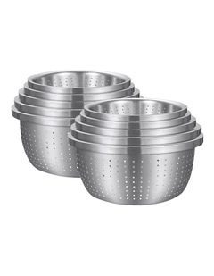 SOGA 2X 5pc Stainless Steel Colander Bowl Strainer Nesting Basin Set