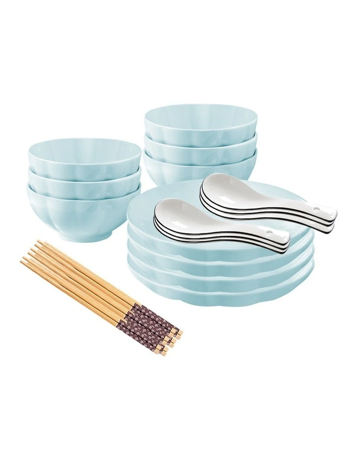 SOGA 10pc Light Blue Japanese Ceramic Dinnerware Plate Bowl Set Crockery image 1