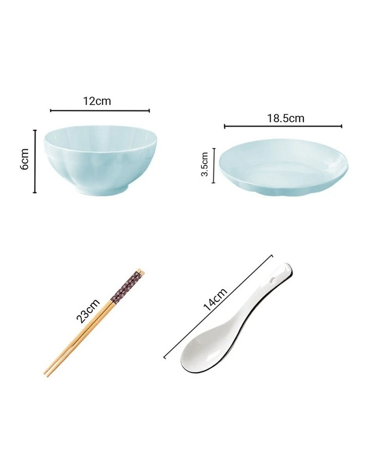 SOGA 10pc Light Blue Japanese Ceramic Dinnerware Plate Bowl Set Crockery image 2