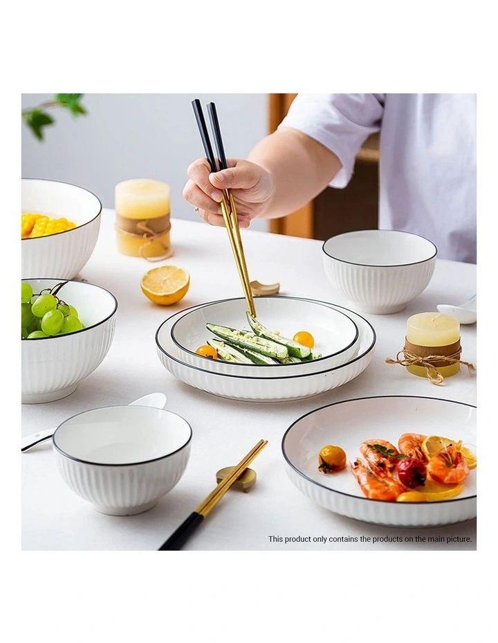 SOGA 7pc White Japanese Ceramic Dinnerware Plate Bowl Set Crockery image 7