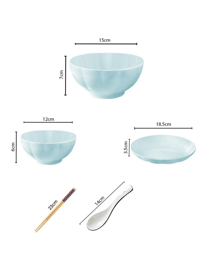 SOGA 6pc Light Blue Japanese Ceramic Dinnerware Plate Bowl Set Crockery image 2