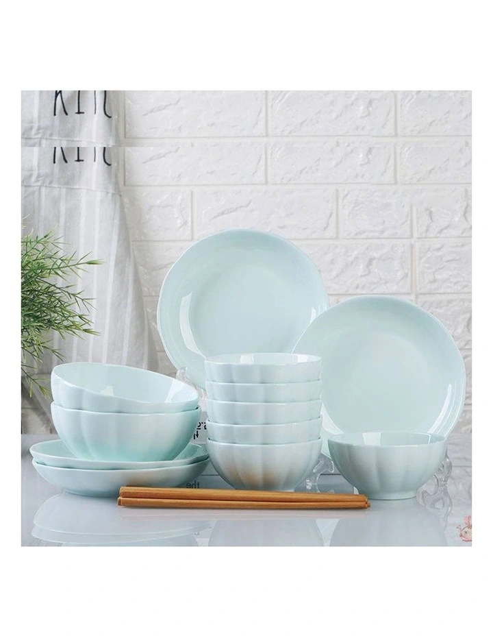 SOGA 6pc Light Blue Japanese Ceramic Dinnerware Plate Bowl Set Crockery image 6