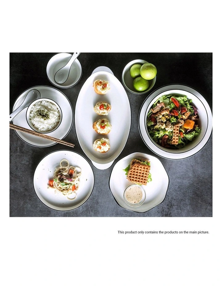 SOGA 4pc Diamond Pattern Ceramic Dinnerware Plate Bowl Set Crockery image 6