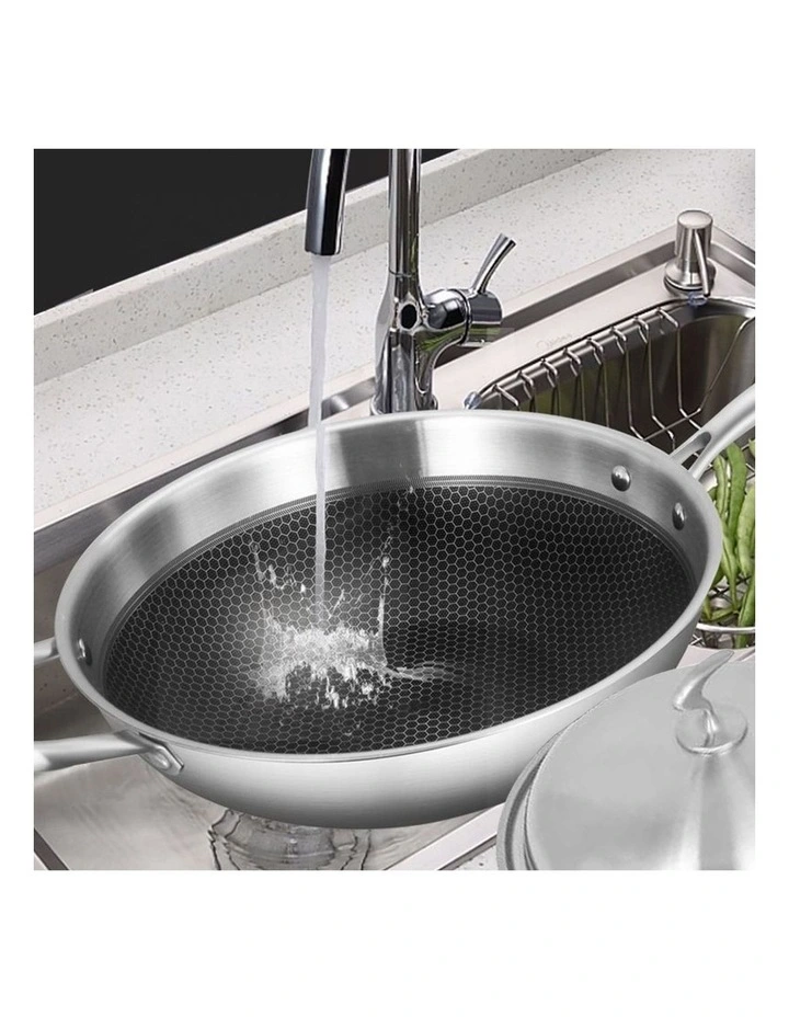 SOGA 18/10 Stainless Steel 30cm Fry Pan Non-Stick Skillet with Lid image 5