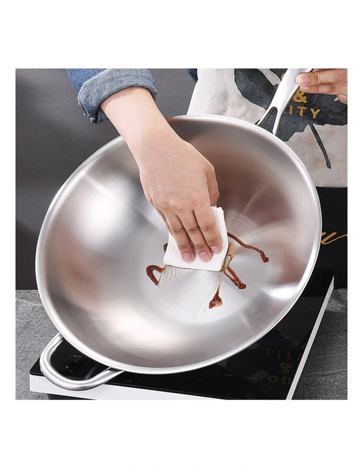 SOGA 36cm Stainless Steel Frypan with Helper Handle and Lid image 3