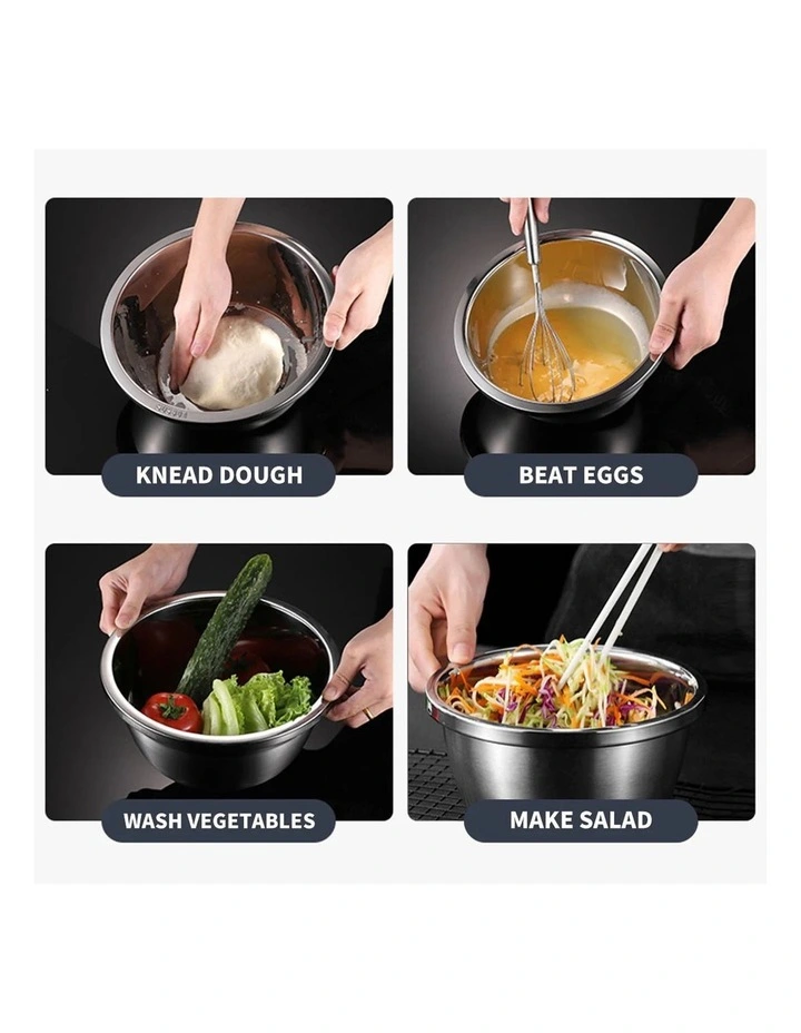SOGA 3pc Stainless Steel Mixing Bowl Set Stackable Food Prep Basins image 7