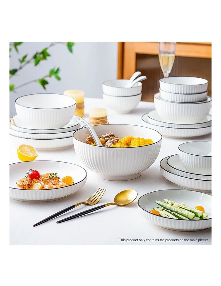 SOGA 4pc White Japanese Ceramic Dinnerware Plate Bowl Set Crockery image 2