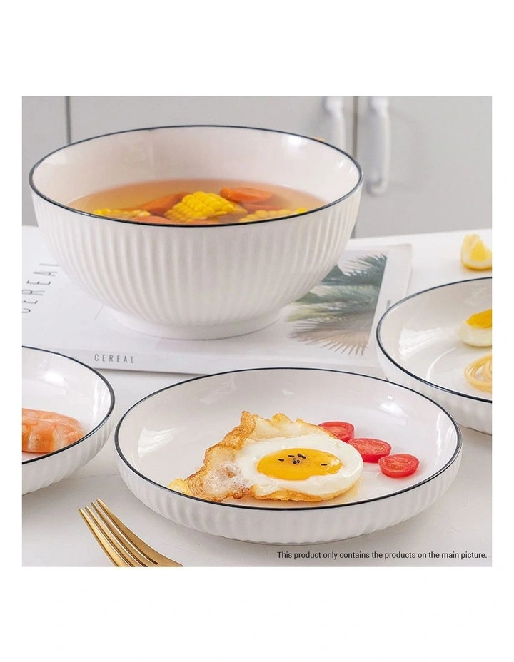 SOGA 4pc White Japanese Ceramic Dinnerware Plate Bowl Set Crockery image 3