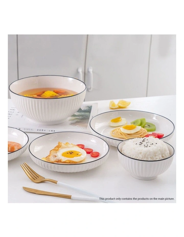 SOGA 4pc White Japanese Ceramic Dinnerware Plate Bowl Set Crockery image 4