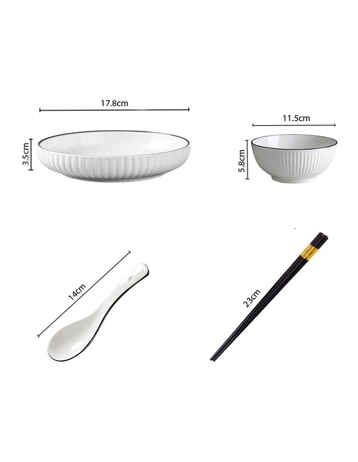 SOGA 4pc White Japanese Ceramic Dinnerware Plate Bowl Set Crockery image 5