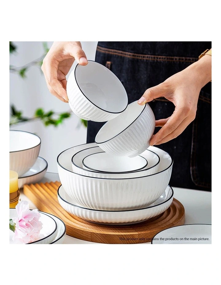 SOGA 4pc White Japanese Ceramic Dinnerware Plate Bowl Set Crockery image 7