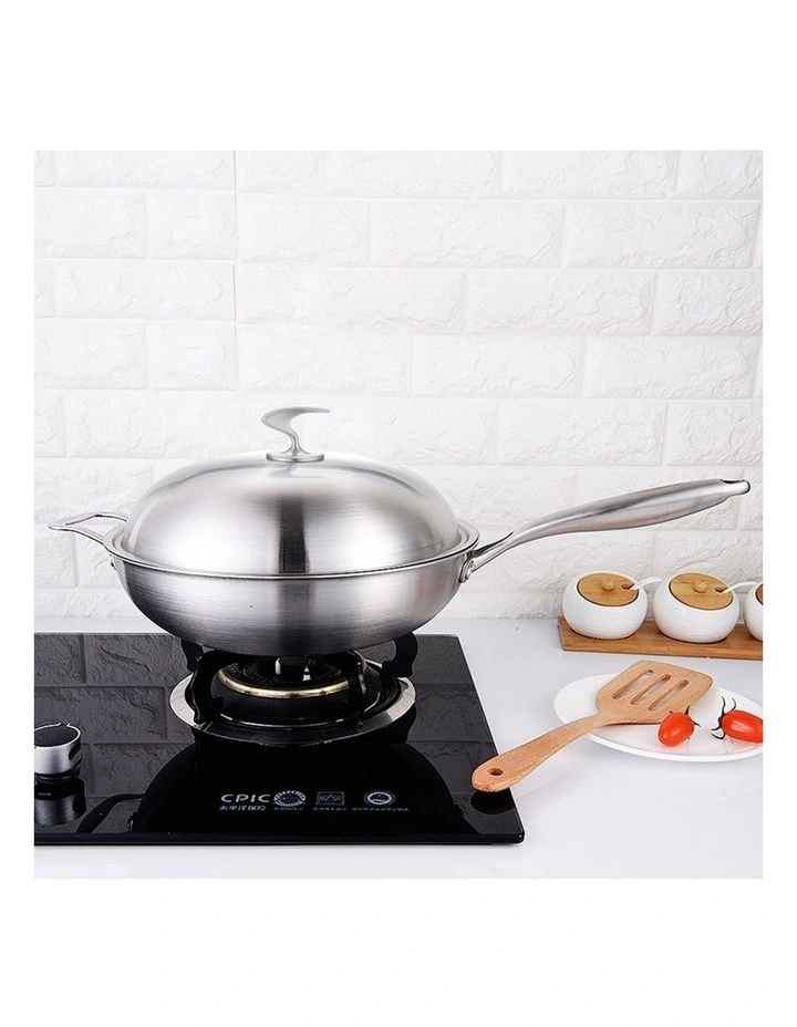SOGA 2X 34cm 18/10 Stainless Steel Fry Pan Skillet with Lid image 6