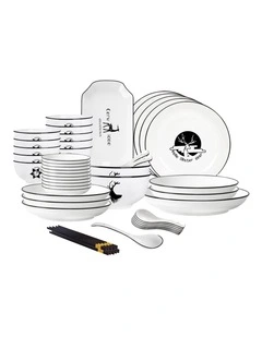 SOGA 34pc White Antler Ceramic Dinnerware Set Plate Bowl Crockery