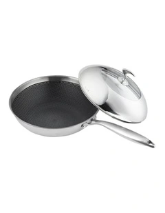 SOGA 30cm Stainless Steel Non-Stick Frypan with Lid