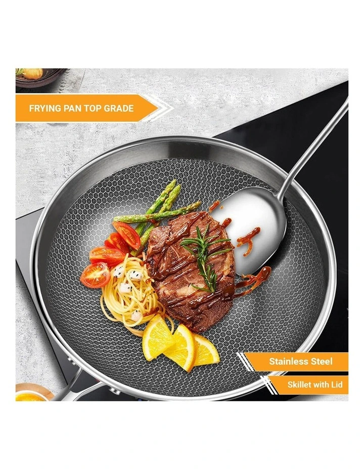 SOGA 30cm Stainless Steel Non-Stick Frypan with Lid image 2