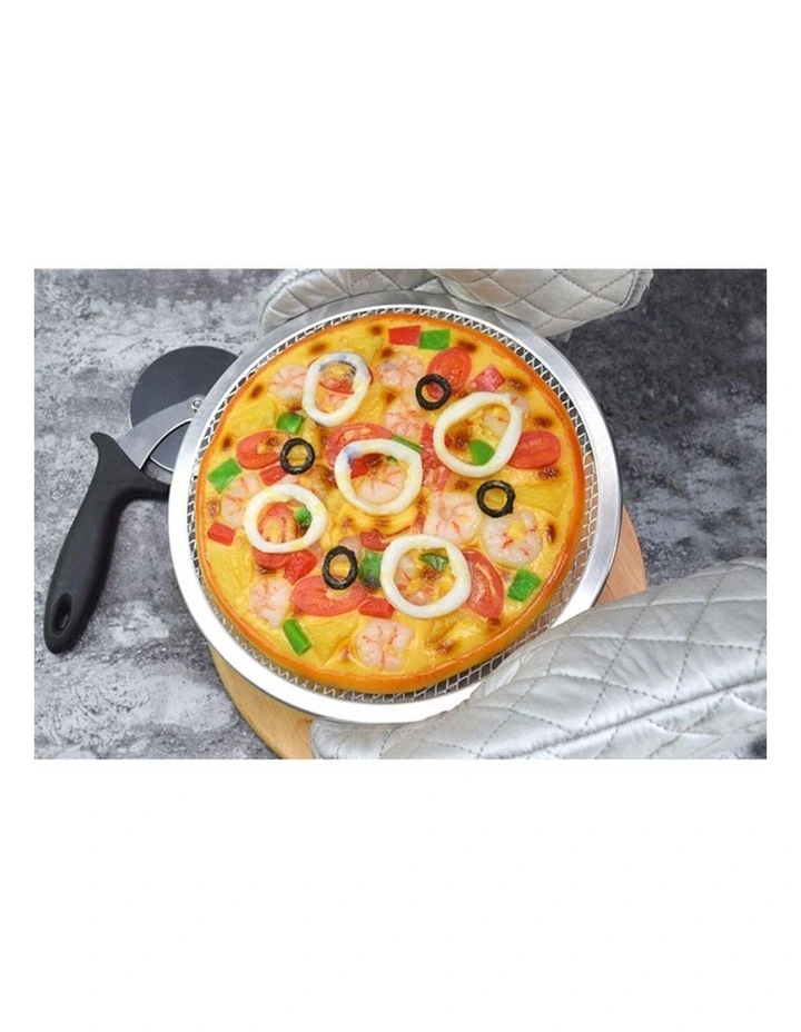 SOGA Round Aluminium Non-Stick Pizza Screen Set image 5