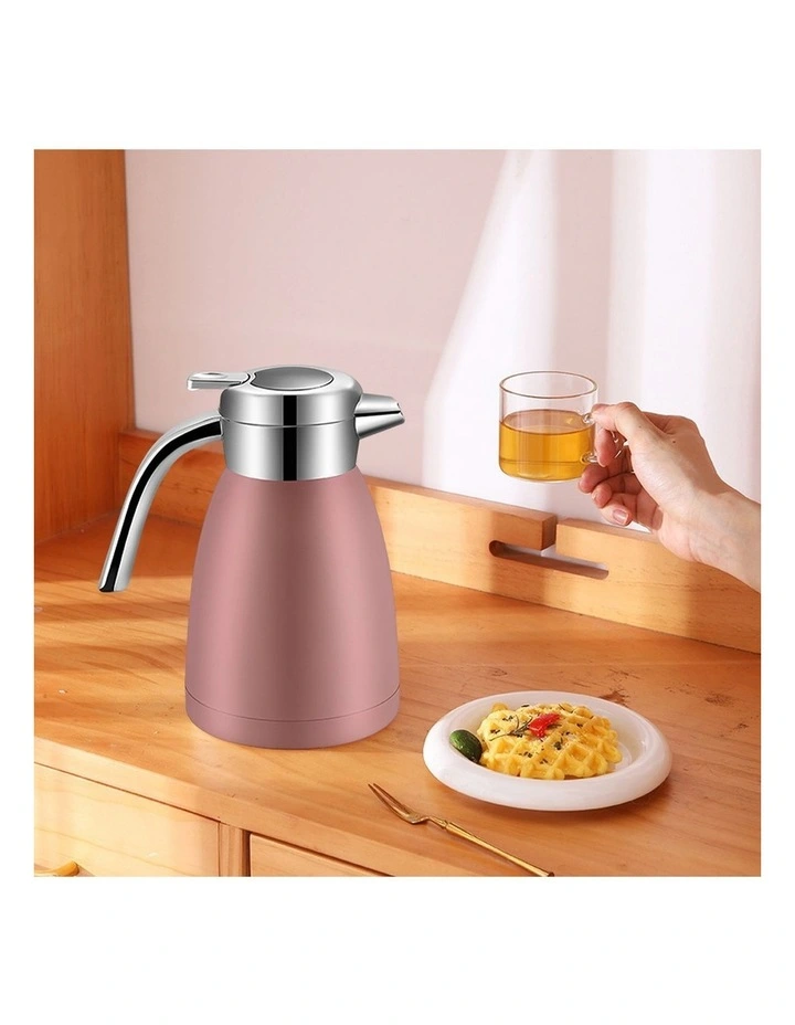 SOGA 2X 1.8L Stainless Steel Insulated Vacuum Flask Coffee Jug Pink image 2