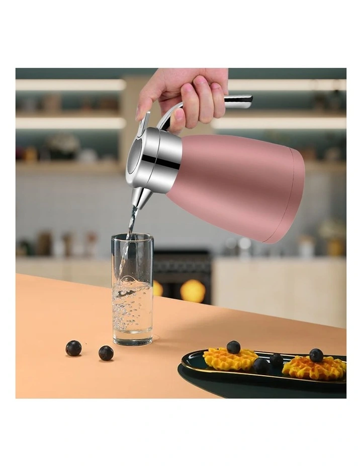 SOGA 2X 1.8L Stainless Steel Insulated Vacuum Flask Coffee Jug Pink image 5