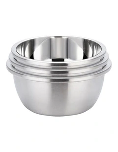 SOGA 3-Piece Deep Stainless Steel Mixing Bowl Set Matte
