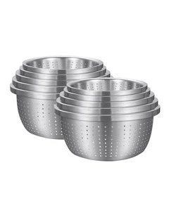 SOGA 2X 5pc Stainless Steel Nesting Colander Bowl Strainer Kitchen Set