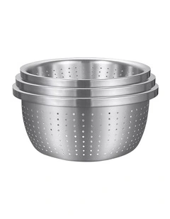 SOGA 3pc Stainless Steel Colander Bowl Strainer Nesting Basin Set