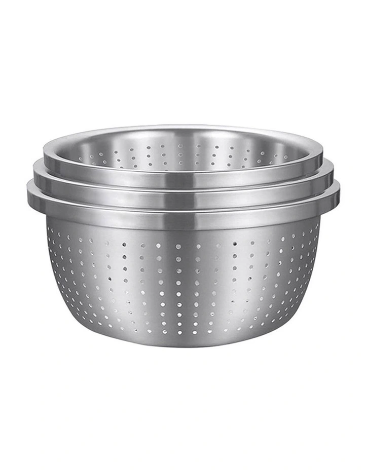 SOGA 3pc Stainless Steel Colander Bowl Strainer Nesting Basin Set image 1