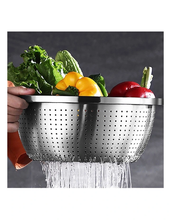 SOGA 3pc Stainless Steel Colander Bowl Strainer Nesting Basin Set image 3