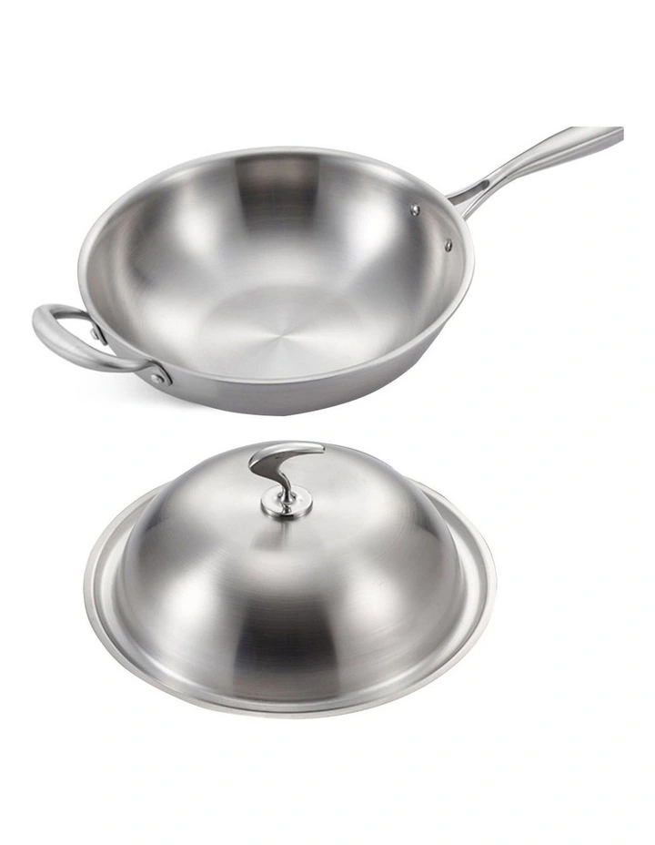 SOGA 2X 36cm 18/10 Stainless Steel Fry Pan Skillet with Lid image 5